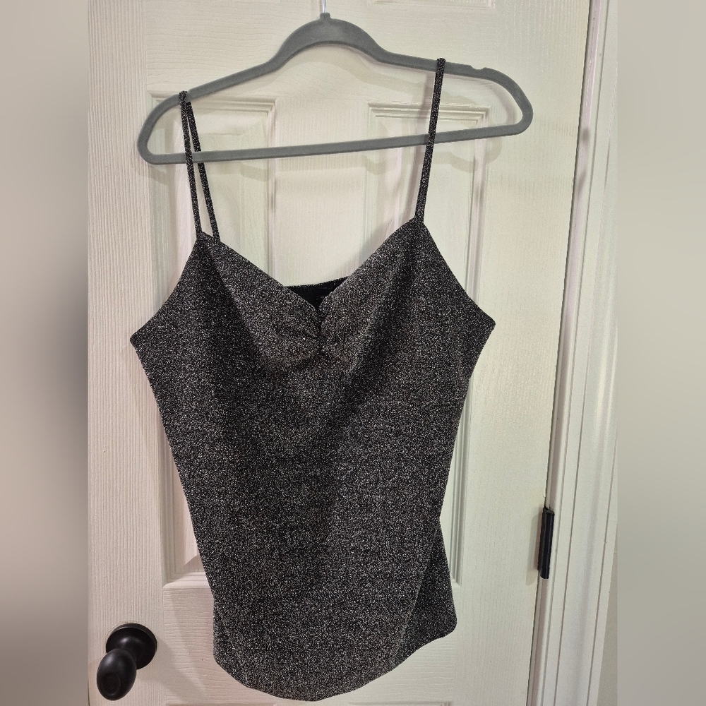 Zenobia Elegant Black Glittery Women's Top